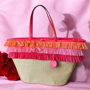 Kate Spade Woven Straw Fringe Tote